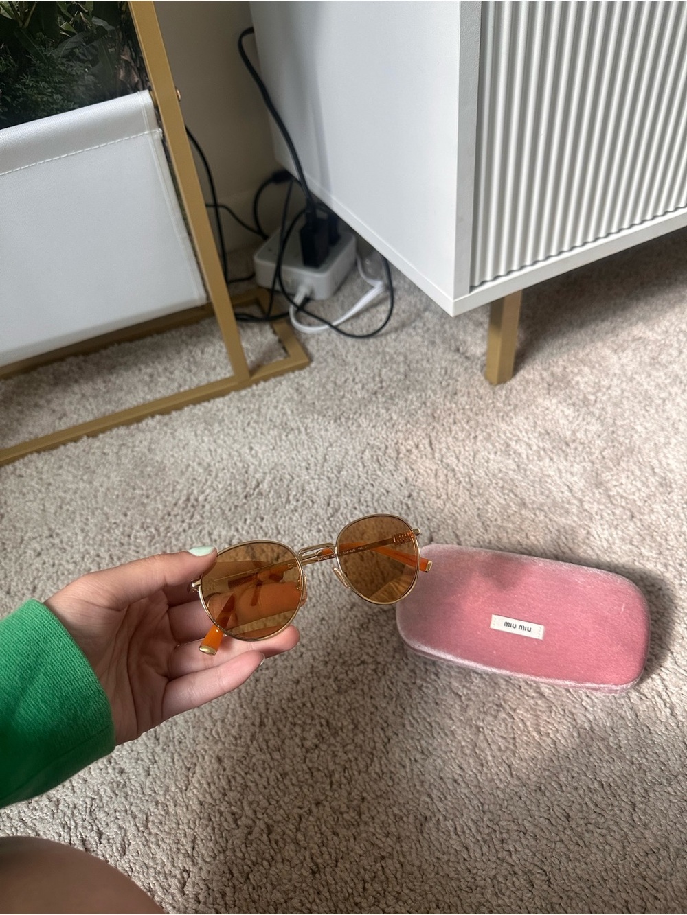 Miu Miu Amber Round Sunglasses with Pink Case